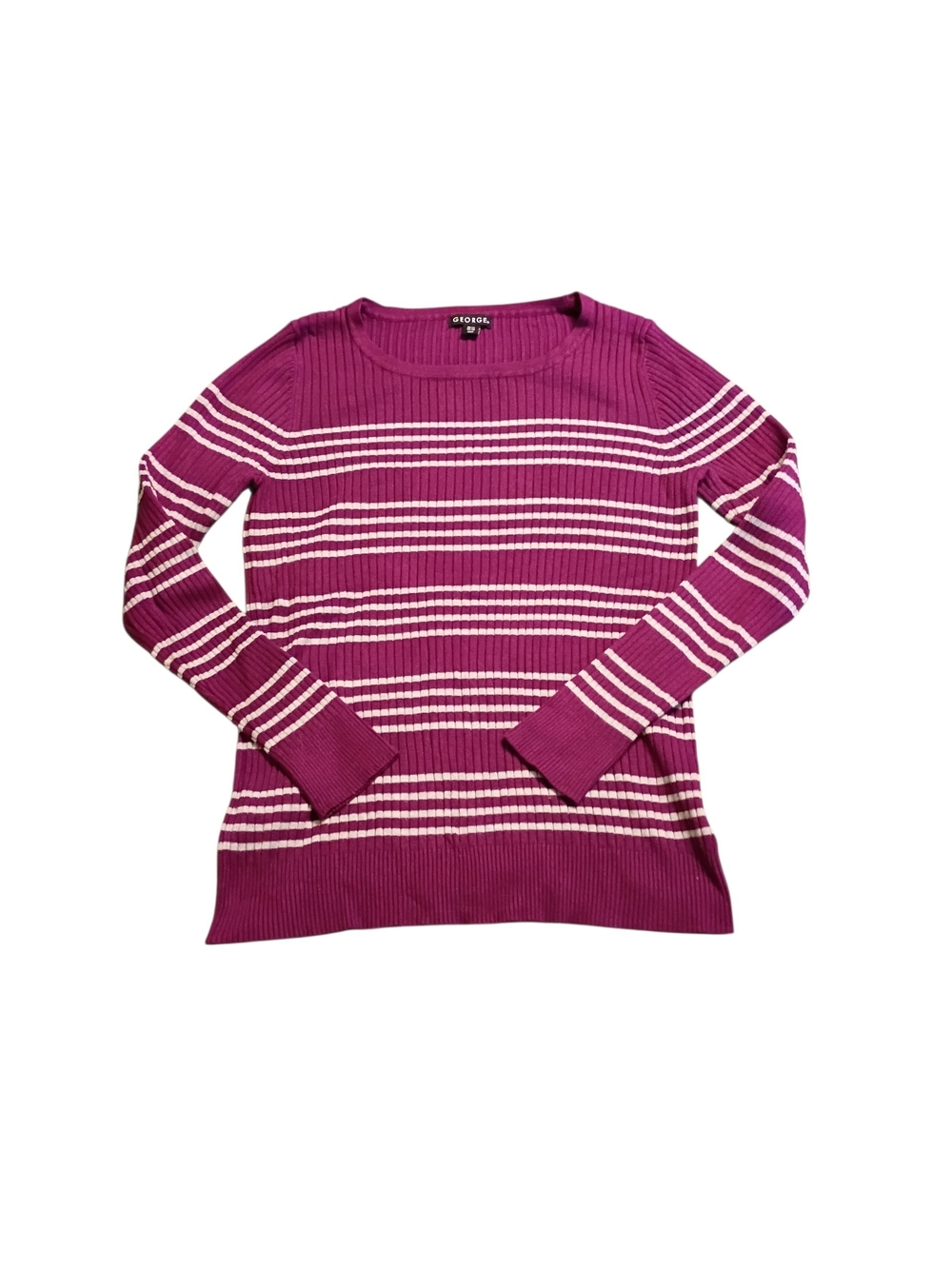 Like New! 2/$10 George Magenta and Gray Striped Ribbed Sweater